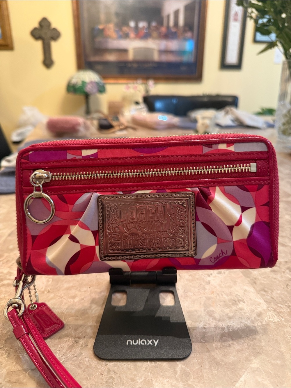 Coach NWOT Poppy Pink and Purple Signature C Large Wallet with Wristlet Strap - Picture 16 of 16